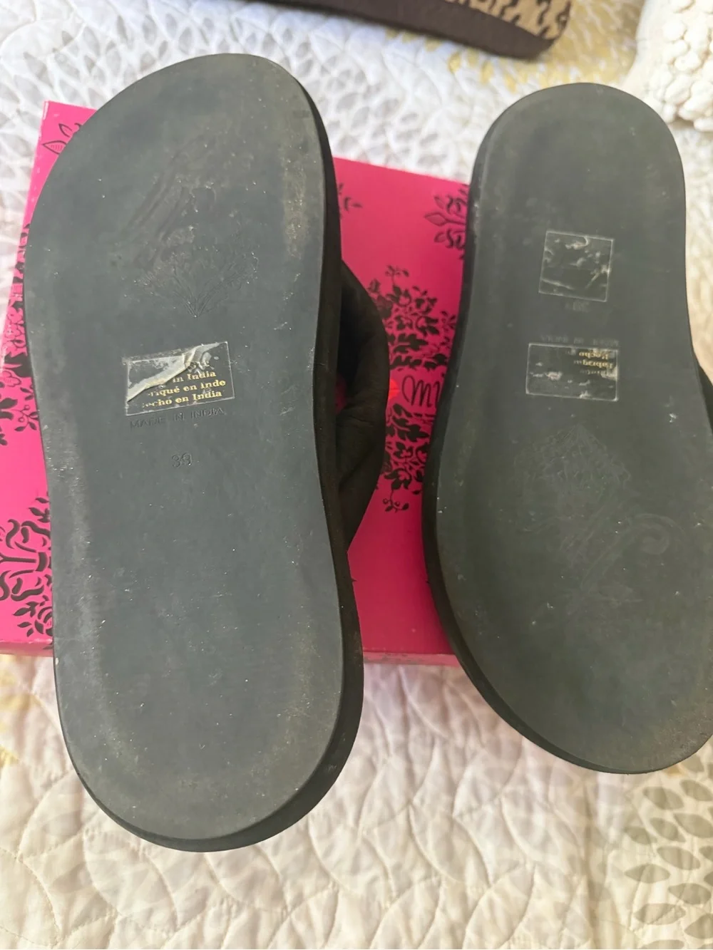 Free People Black Padded Flip Flop Sandals